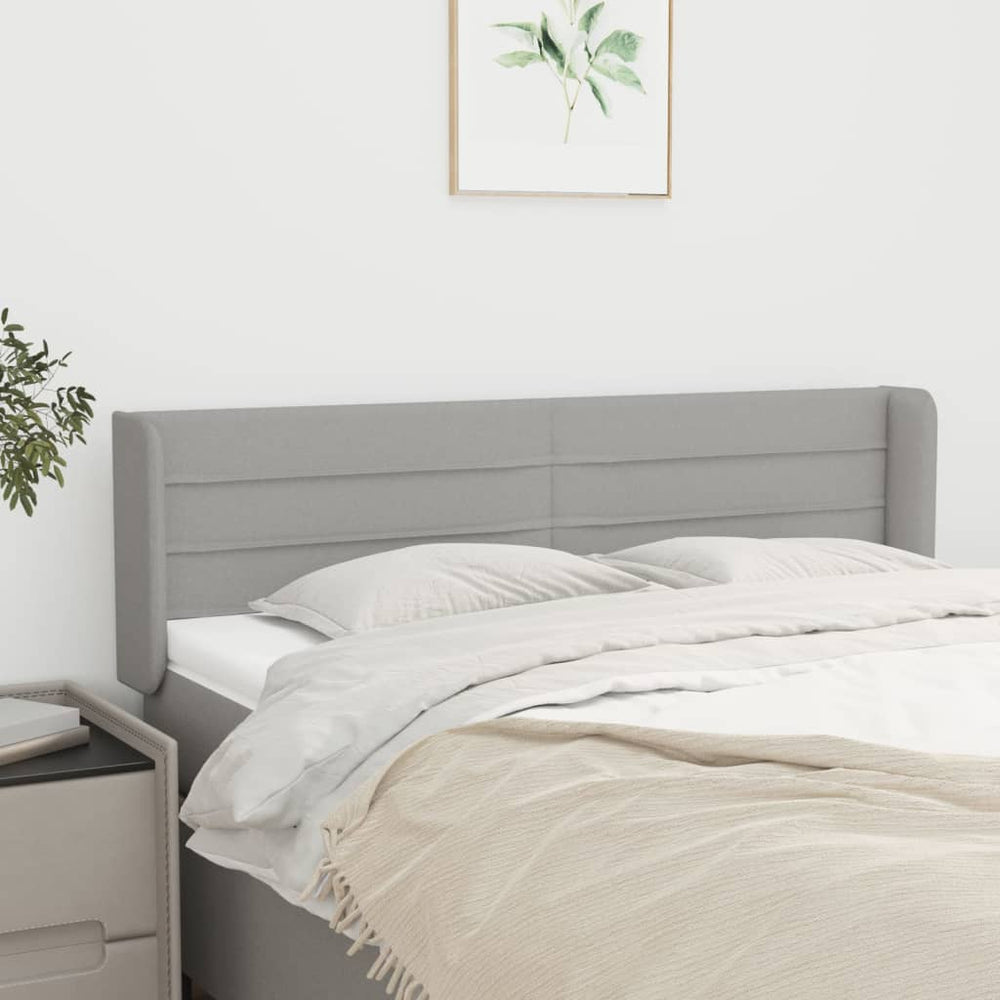 vidaXL Tête de lit à oreilles Gris clair 147x16x78/88 cm Tissu