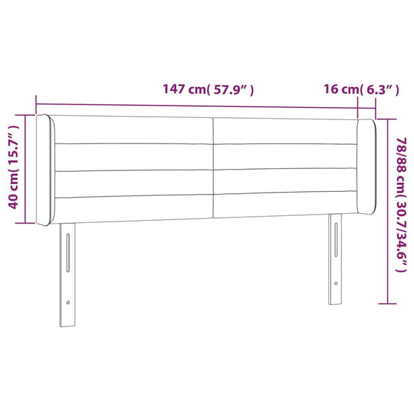 Kopfteil mit Ohren Schwarz 147x16x78/88 cm Stoff