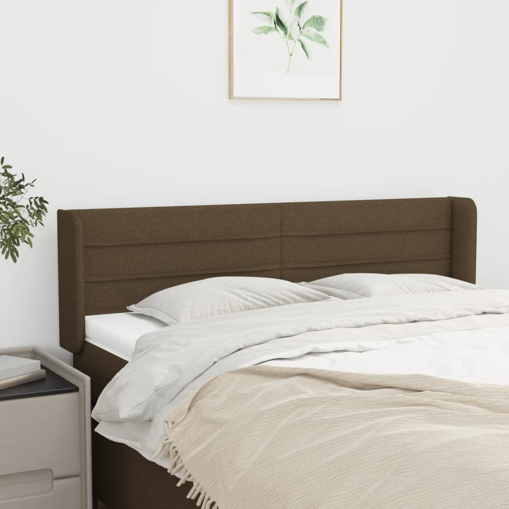 vidaXL Tête de lit à oreilles Marron foncé 147x16x78/88 cm Tissu