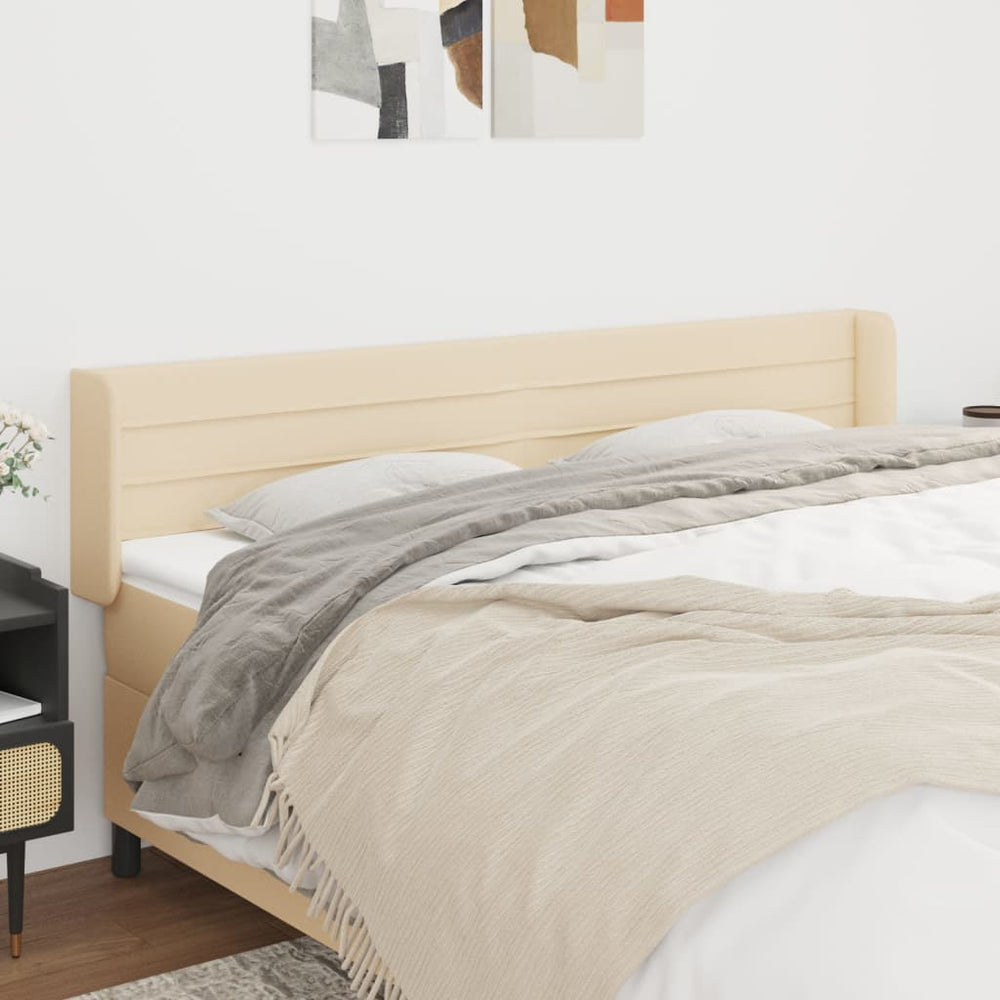 vidaXL Tête de lit à oreilles crème 163x16x78/88 cm Tissu