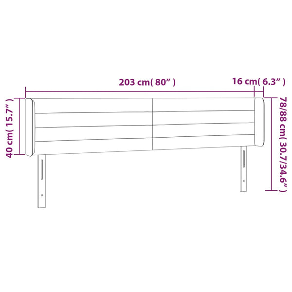 Kopfteil mit Ohren Dunkelgrau 203x16x78/88 cm Stoff