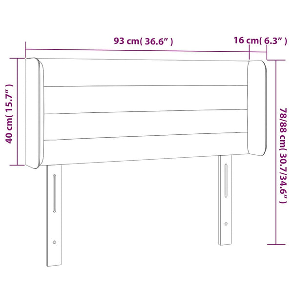 Kopfteil mit Ohren Dunkelblau 93x16x78/88 cm Samt