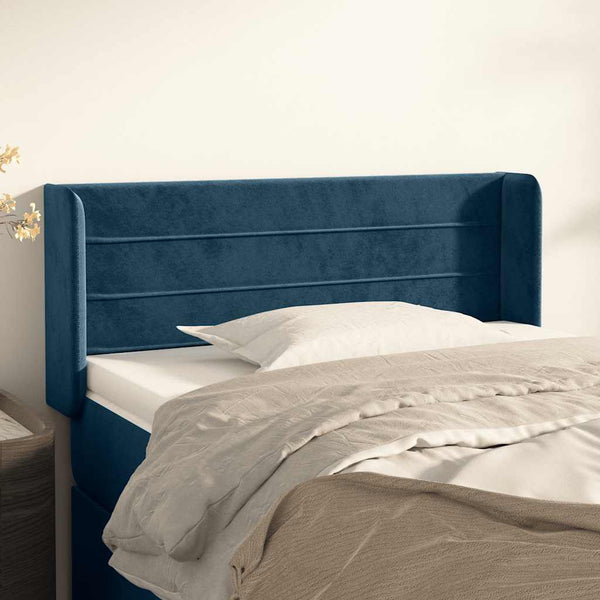 vidaXL Tête de lit à oreilles bleu foncé 103x16x78/88 cm Velours