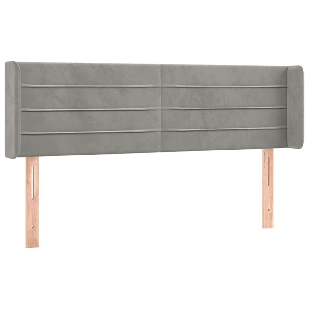 vidaXL Tête de lit à oreilles Gris clair 147x16x78/88 cm Velours