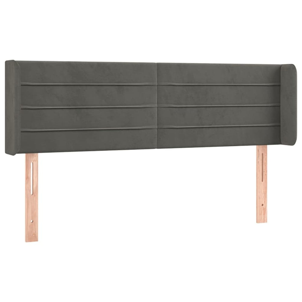 vidaXL Tête de lit à oreilles Gris foncé 147x16x78/88 cm Velours