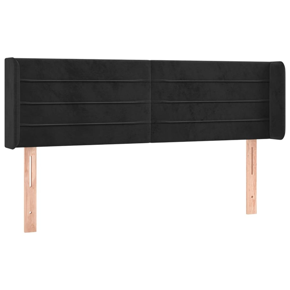 vidaXL Tête de lit à oreilles Noir 147x16x78/88 cm Velours