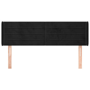 Kopfteil mit Ohren Schwarz 147x16x78/88 cm Samt