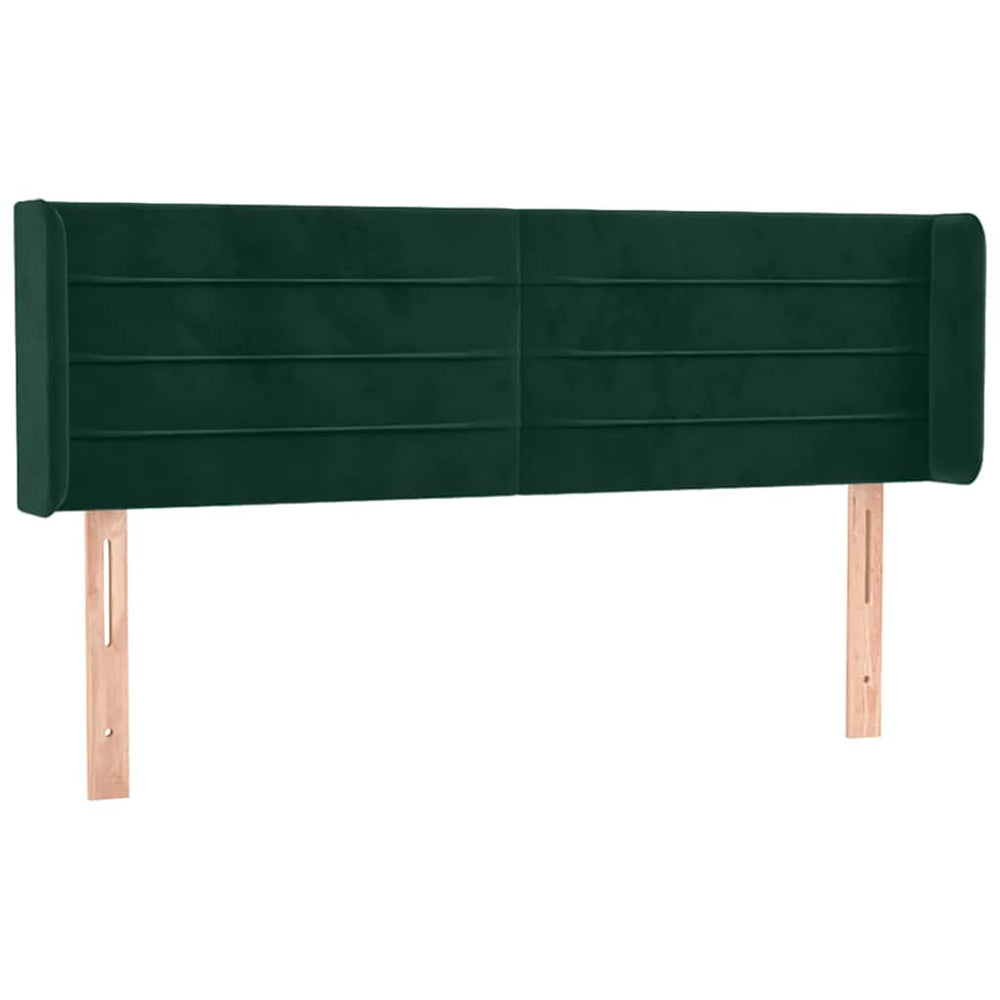 vidaXL Tête de lit à oreilles vert foncé 147x16x78/88 cm velours