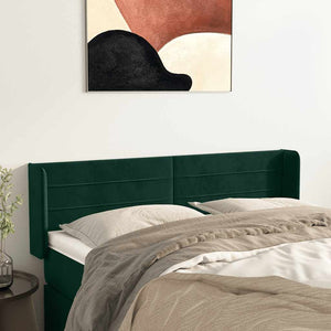 Kopfteil mit Ohren Dunkelgrün 147x16x78/88 cm Samt