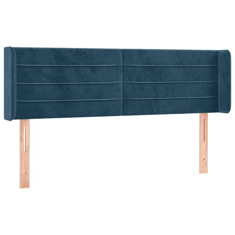 vidaXL Tête de lit à oreilles bleu foncé 147x16x78/88 cm Velours