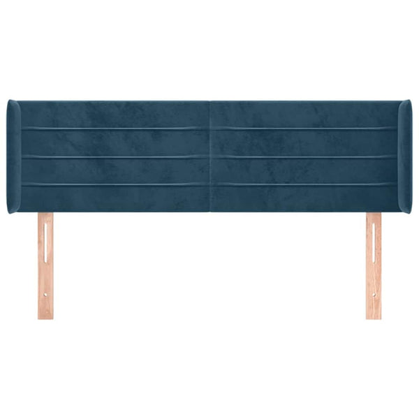 Kopfteil mit Ohren Dunkelblau 147x16x78/88 cm Samt