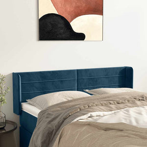 Kopfteil mit Ohren Dunkelblau 147x16x78/88 cm Samt