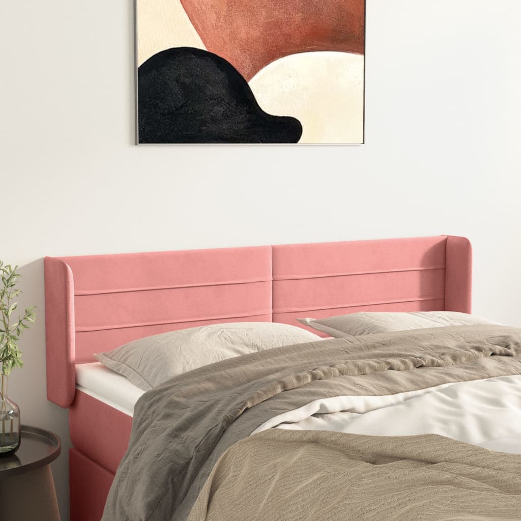 vidaXL Tête de lit à oreilles Rose 147x16x78/88 cm Velours