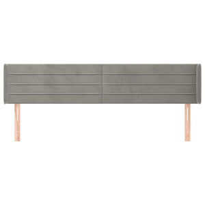 Kopfteil mit Ohren Hellgrau 163x16x78/88 cm Samt