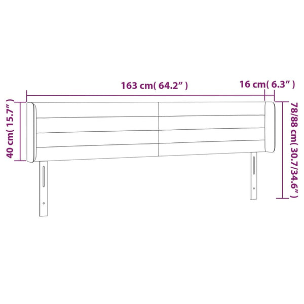 Kopfteil mit Ohren Dunkelgrau 163x16x78/88 cm Samt