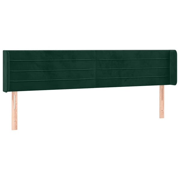 vidaXL Tête de lit à oreilles Vert foncé 163x16x78/88 cm Velours