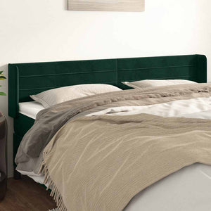vidaXL Tête de lit à oreilles Vert foncé 163x16x78/88 cm Velours