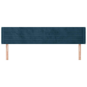 Kopfteil mit Ohren Dunkelblau 163x16x78/88 cm Samt