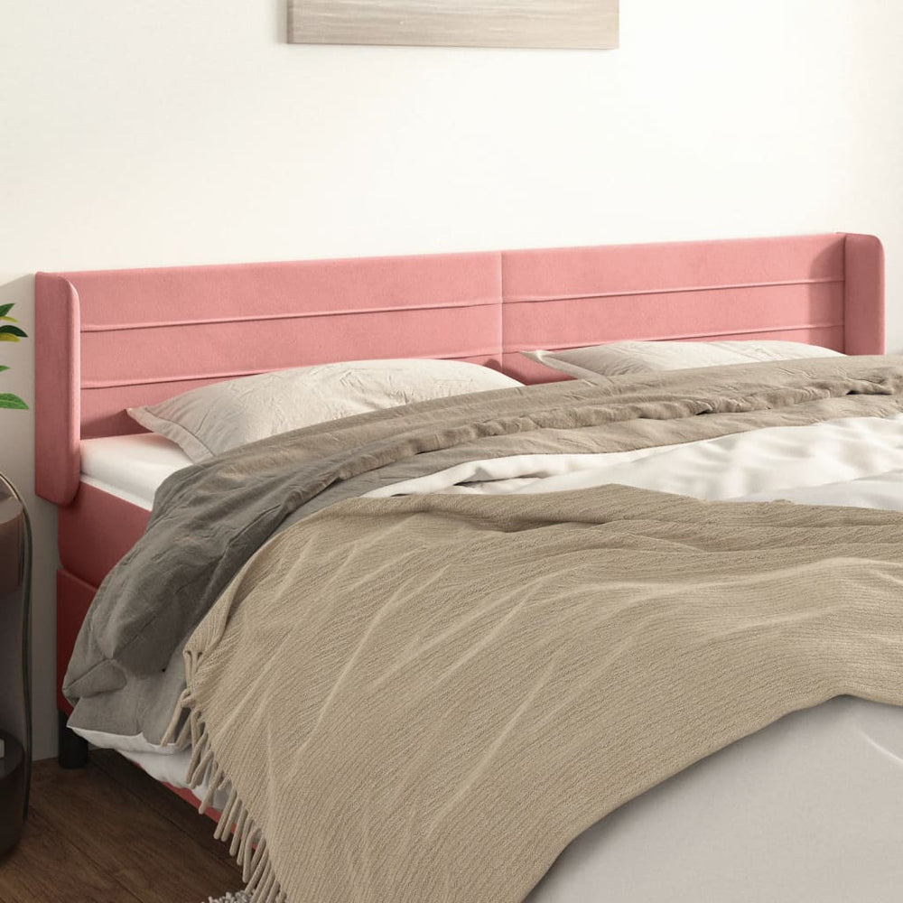 vidaXL Tête de lit avec Oreilles Rose 163x16x78/88 cm Velours
