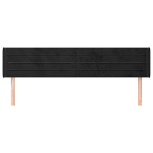 Kopfteil mit Ohren Schwarz 183x16x78/88 cm Samt
