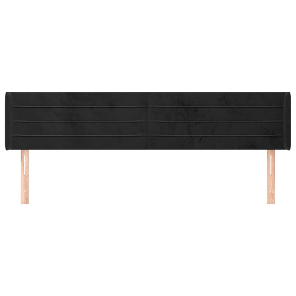 Kopfteil mit Ohren Schwarz 183x16x78/88 cm Samt