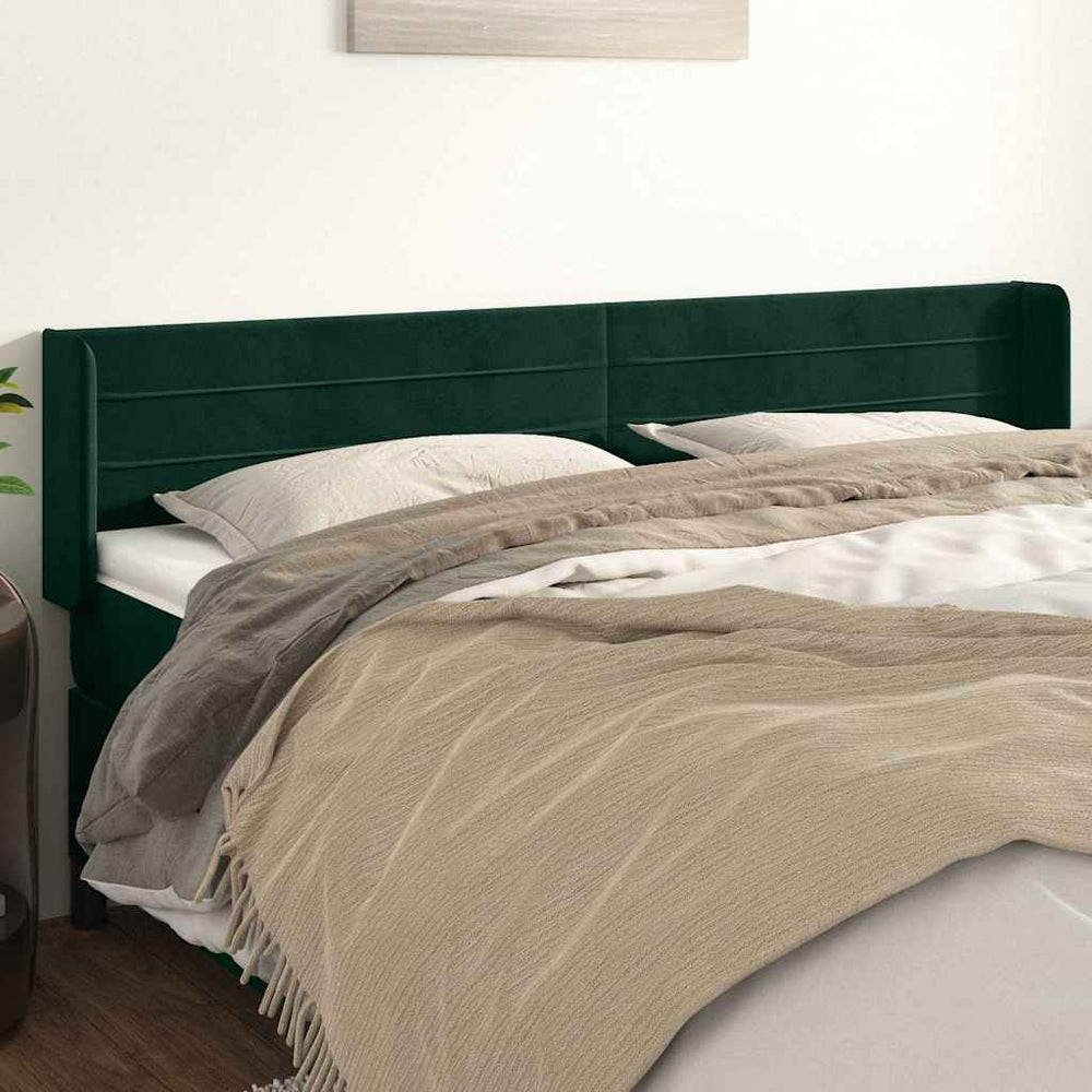 vidaXL Tête de lit à oreilles Velours vert foncé 183x16x78/88 cm
