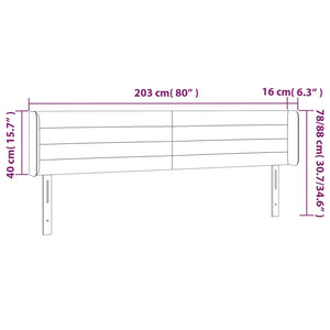 Kopfteil mit Ohren Hellgrau 203x16x78/88 cm Samt