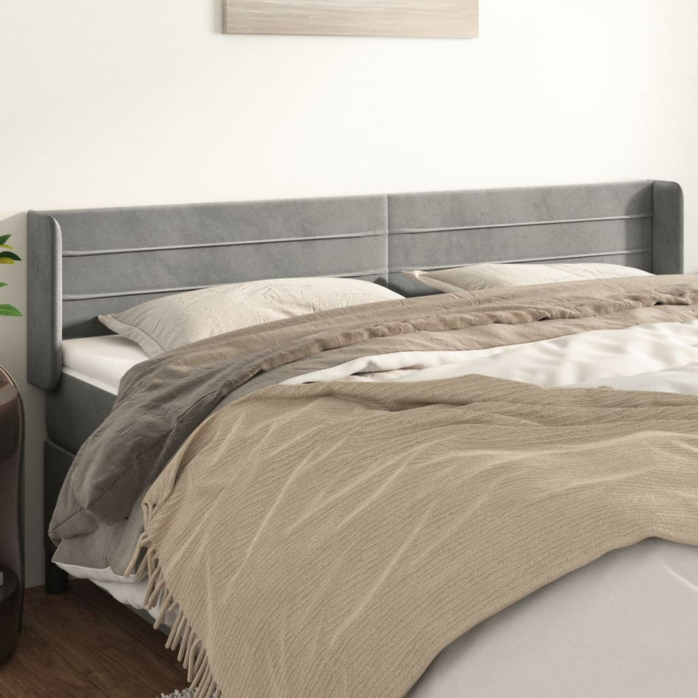 vidaXL Tête de lit à oreilles Gris clair 203x16x78/88 cm Velours