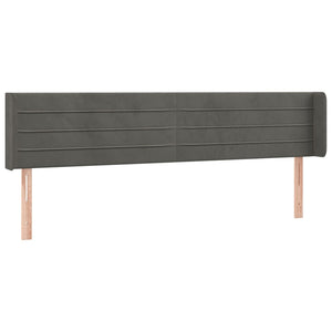 vidaXL Tête de lit à oreilles Gris foncé 203x16x78/88 cm Velours