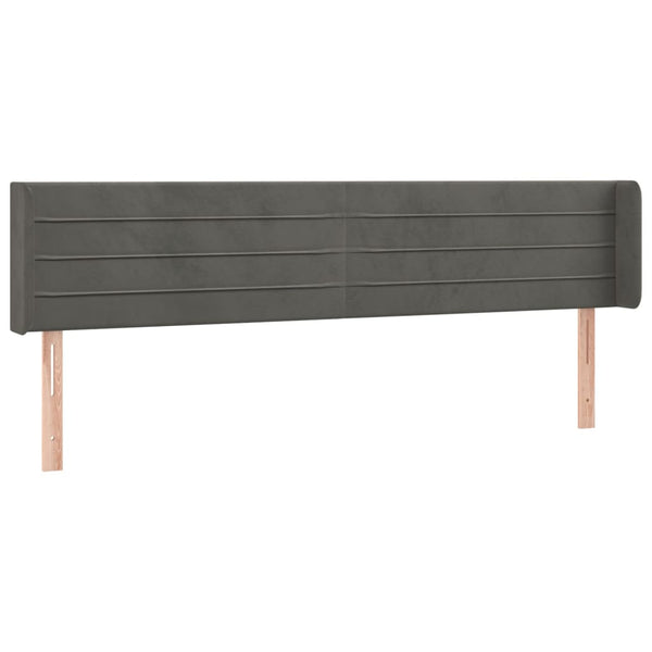 vidaXL Tête de lit à oreilles Gris foncé 203x16x78/88 cm Velours