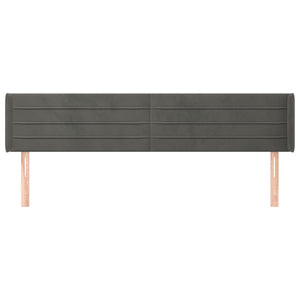 vidaXL Tête de lit à oreilles Gris foncé 203x16x78/88 cm Velours