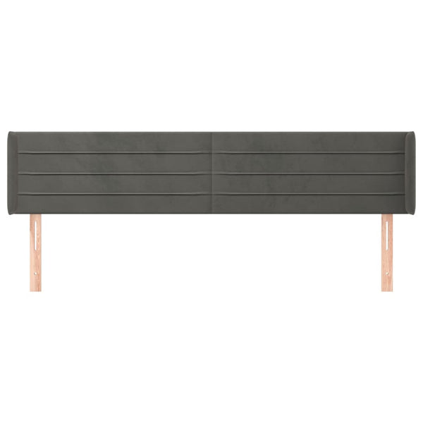 vidaXL Tête de lit à oreilles Gris foncé 203x16x78/88 cm Velours