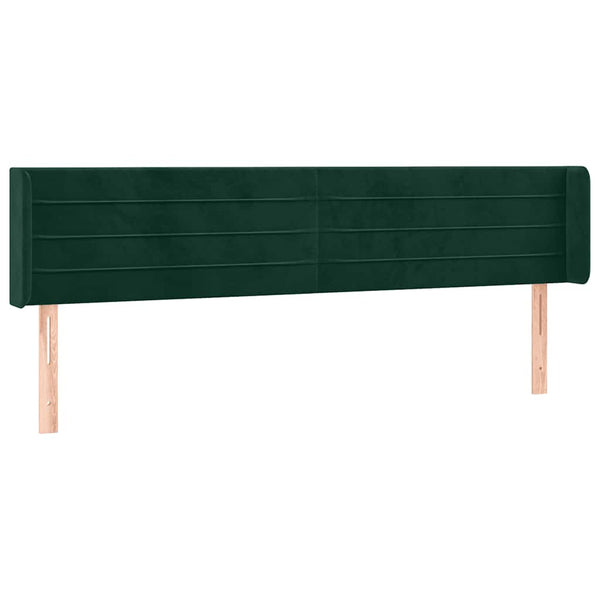 vidaXL Tête de lit à oreilles vert foncé 203x16x78/88 cm Velours
