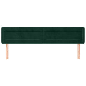 vidaXL Tête de lit à oreilles vert foncé 203x16x78/88 cm Velours
