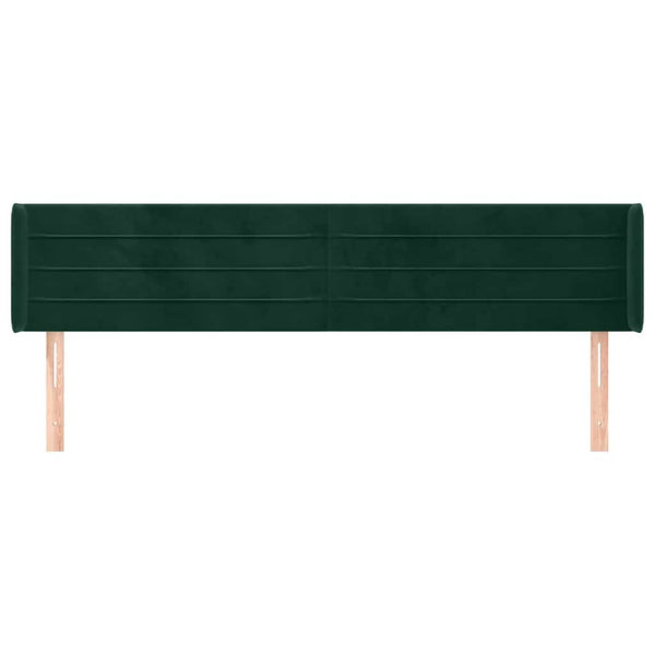 vidaXL Tête de lit à oreilles vert foncé 203x16x78/88 cm Velours