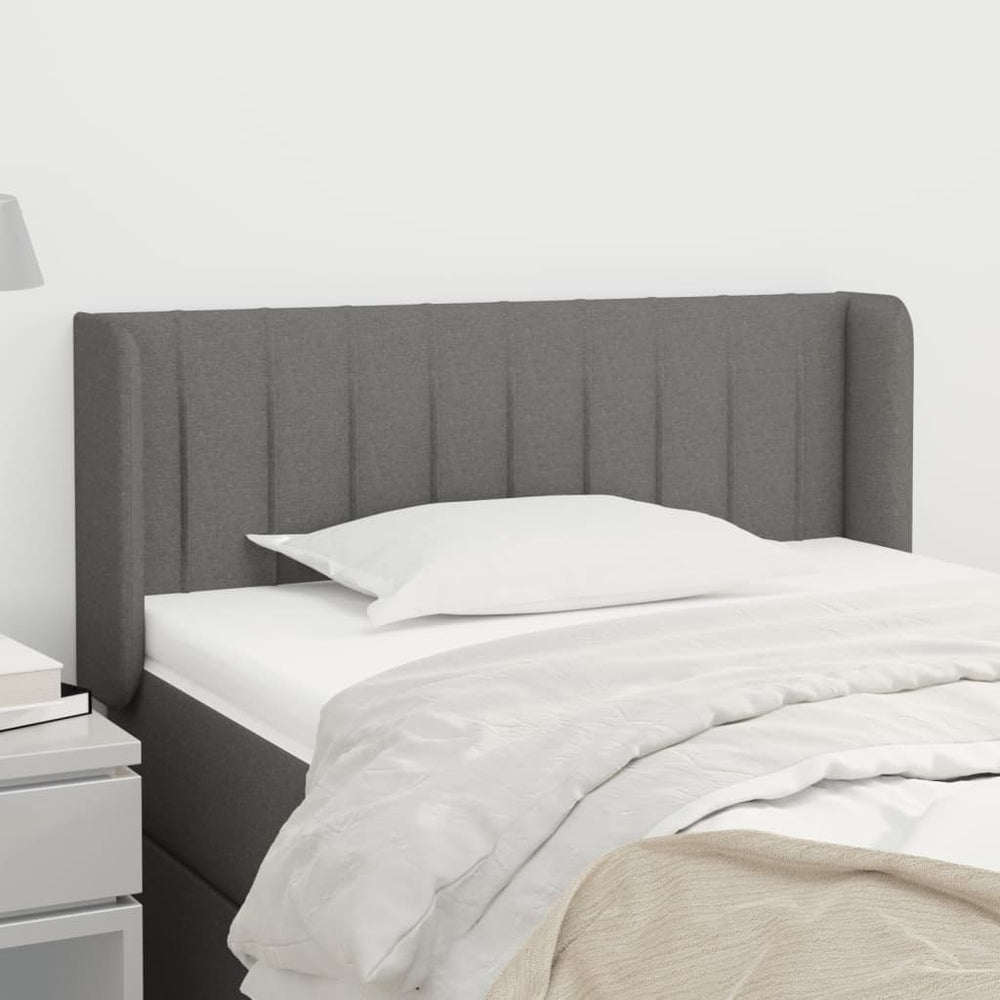 vidaXL Tête de lit à oreilles Gris foncé 93x16x78/88 cm Tissu