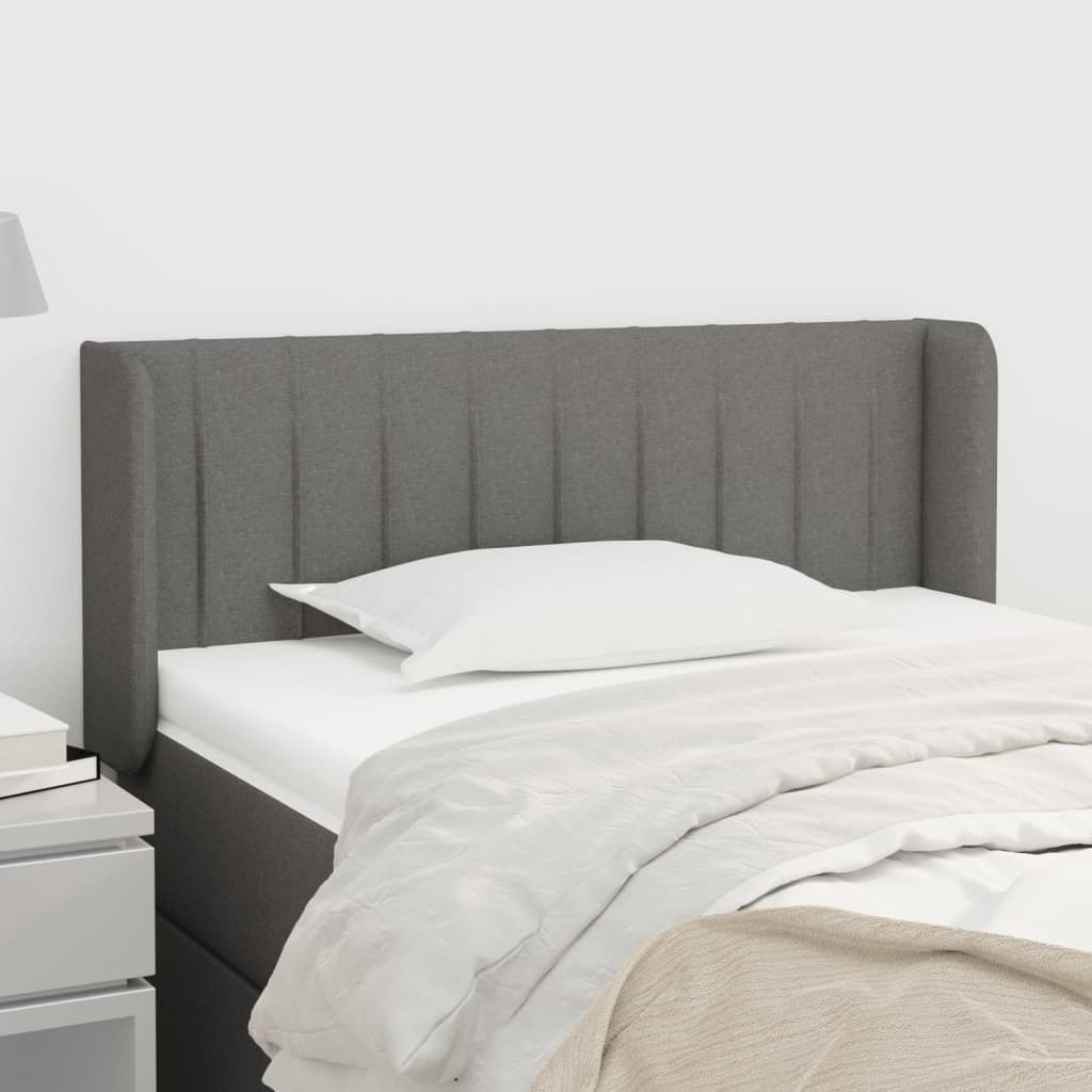 vidaXL Tête de lit à oreilles Gris foncé 93x16x78/88 cm Tissu