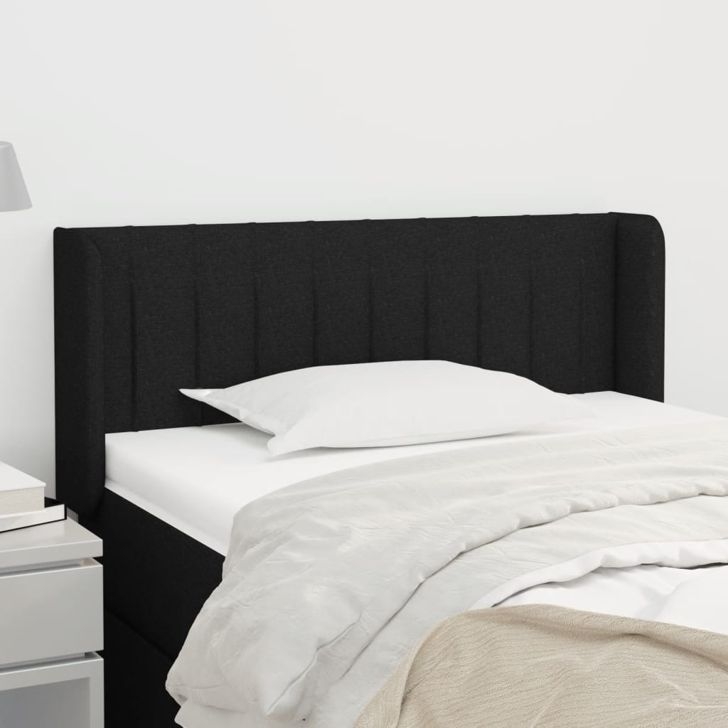 Kopfteil mit Ohren Schwarz 93x16x78/88 cm Stoff