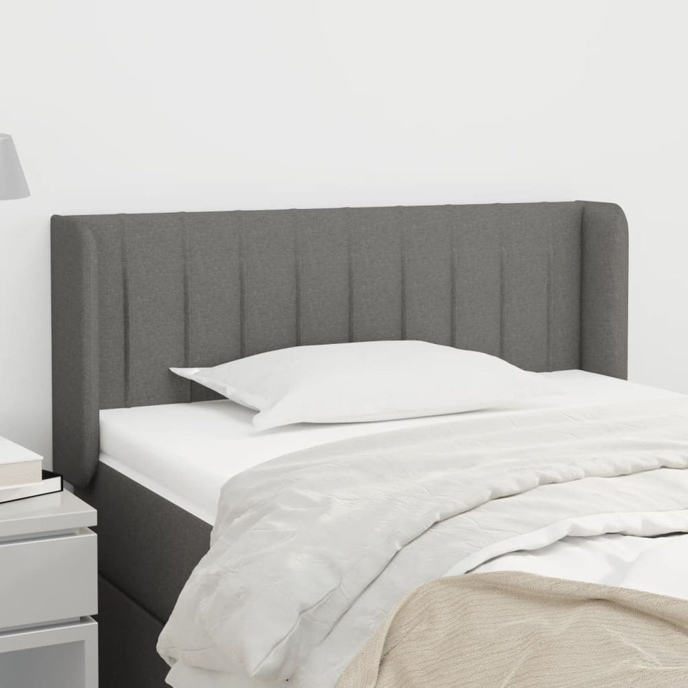 vidaXL Tête de lit avec oreilles Gris foncé 103x16x78/88 cm Tissu