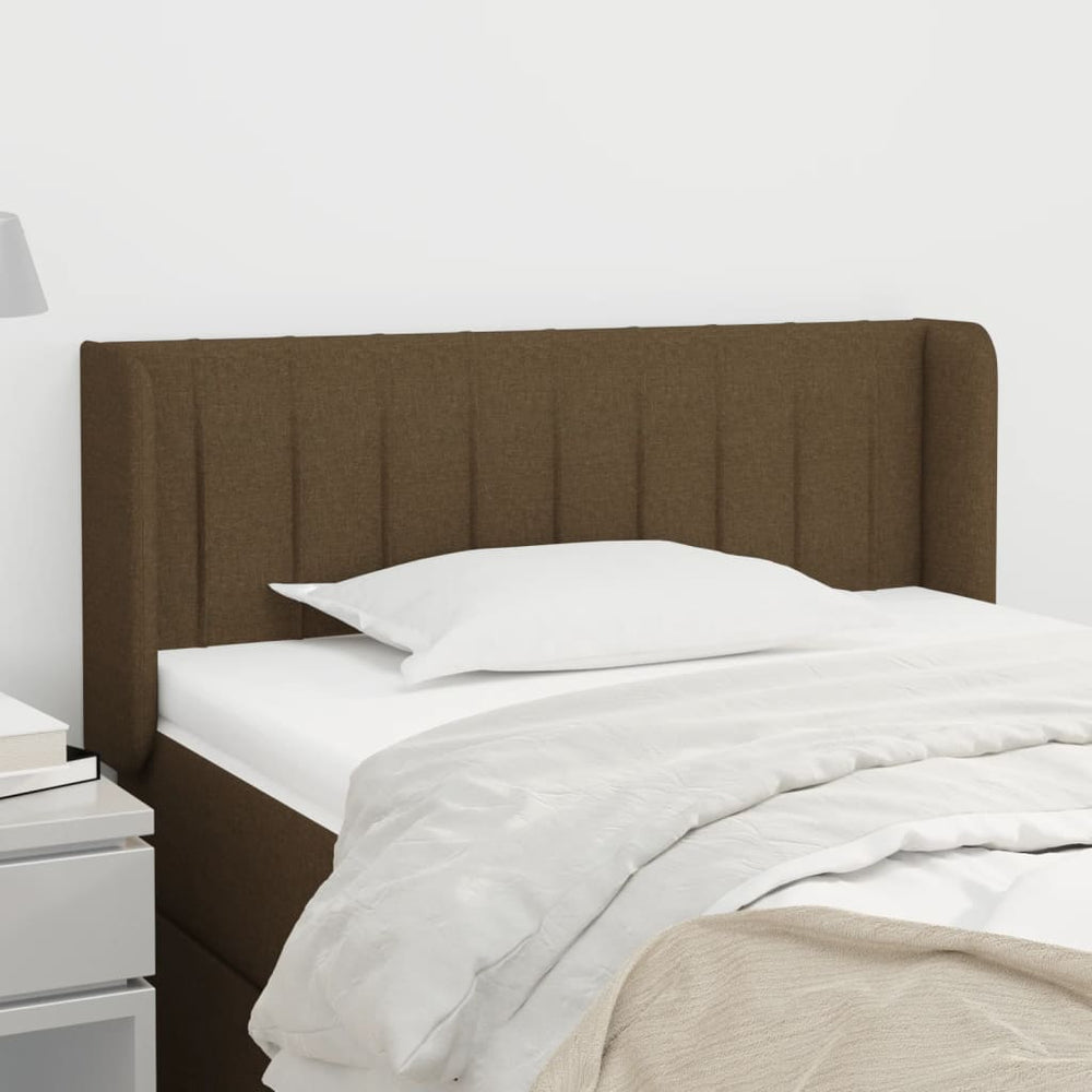 vidaXL Tête de lit avec oreilles Marron foncé 103x16x78/88 cm Tissu