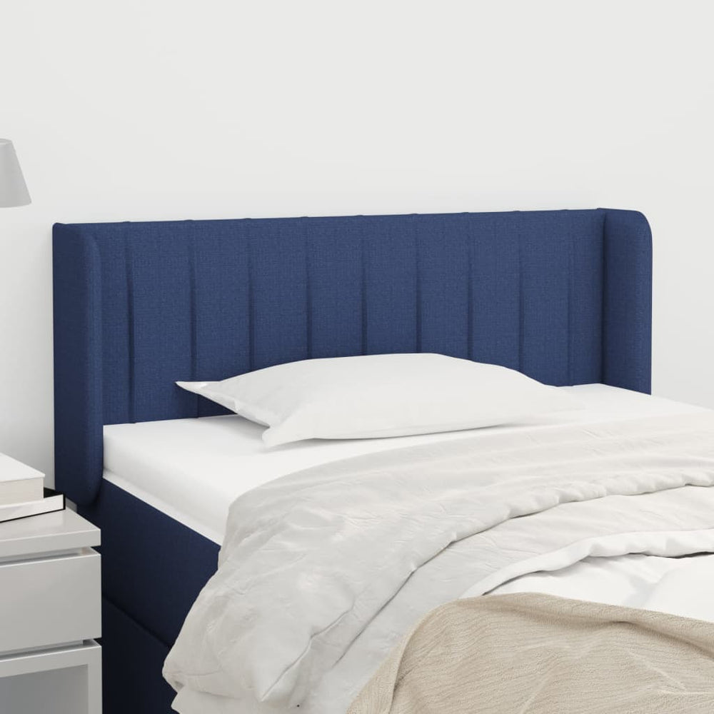 vidaXL Tête de lit avec oreilles Bleu 103x16x78/88 cm Tissu