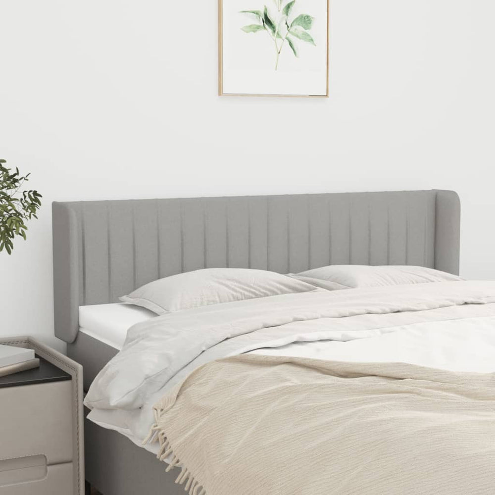 vidaXL Tête de lit à oreilles Gris clair 147x16x78/88 cm Tissu