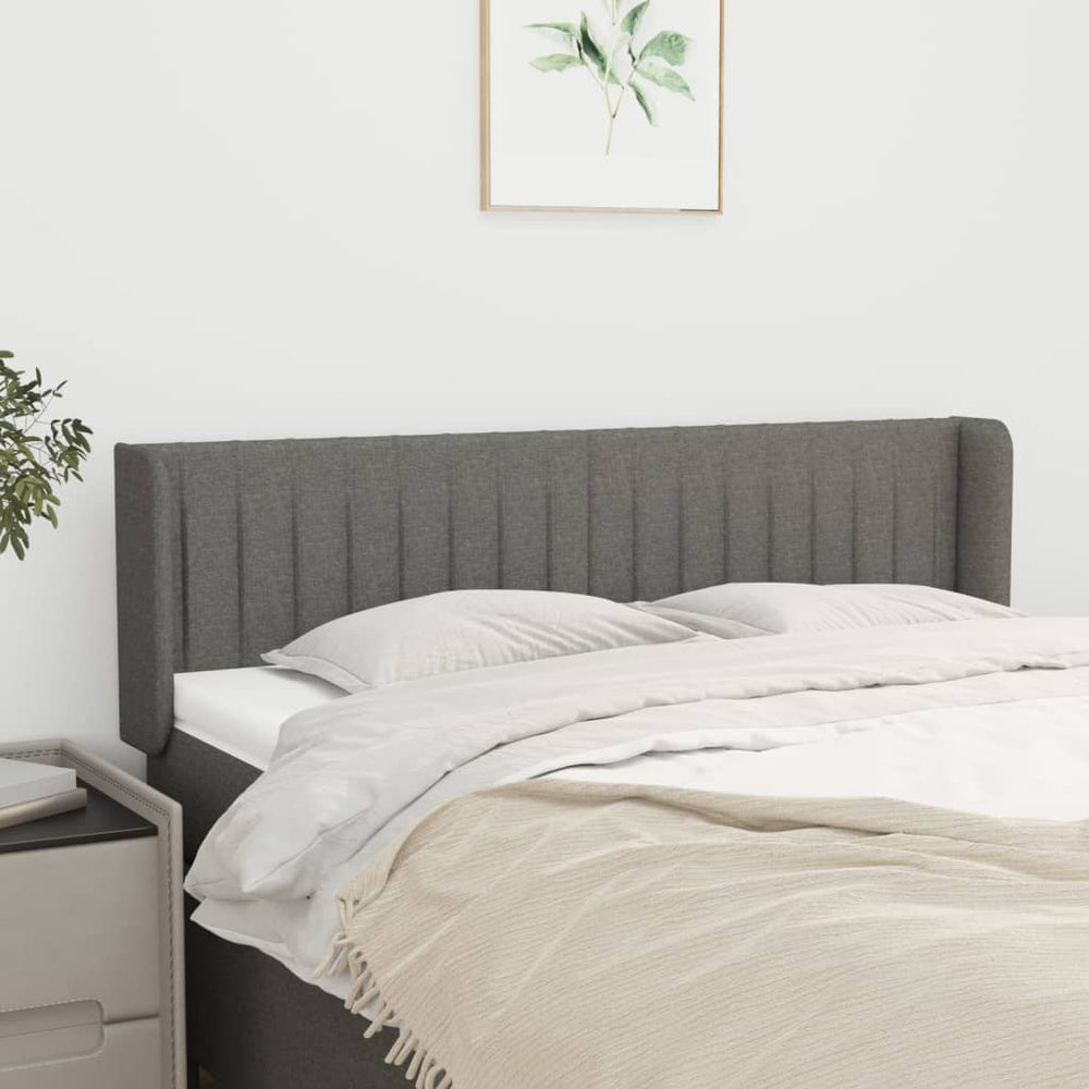 vidaXL Tête de lit à oreilles Gris foncé 147x16x78/88 cm Tissu
