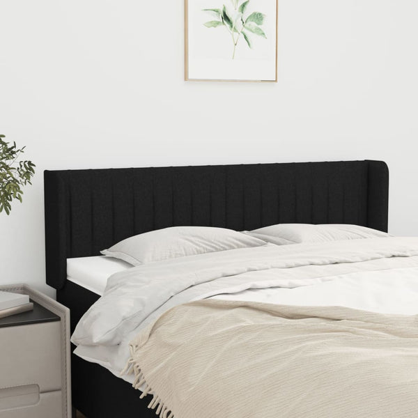 Kopfteil mit Ohren Schwarz 147x16x78/88 cm Stoff