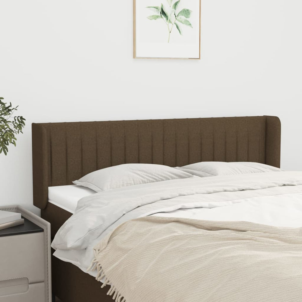 vidaXL Tête de lit à oreilles Marron foncé 147x16x78/88 cm Tissu