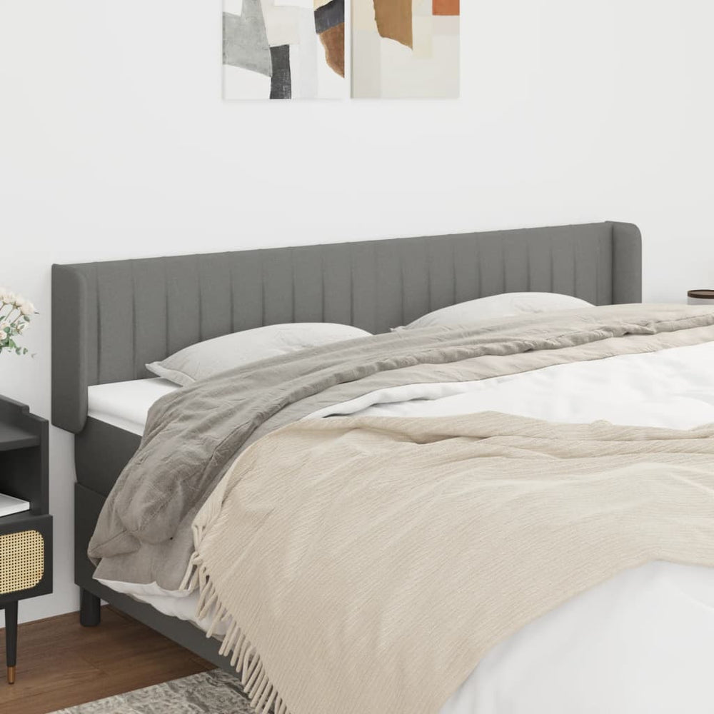 vidaXL Tête de lit avec Oreilles Gris foncé 203x16x78/88 cm Tissu