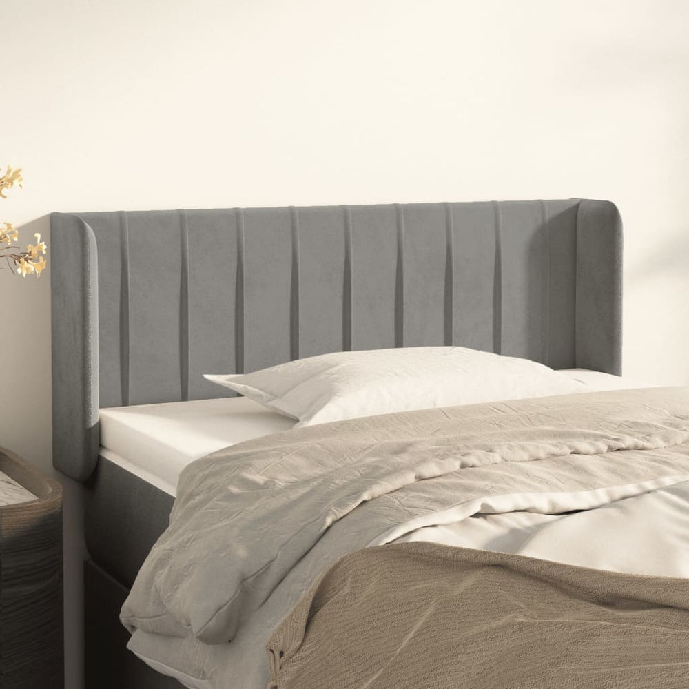 vidaXL Tête de lit à oreilles Gris clair 83x16x78/88 cm Velours