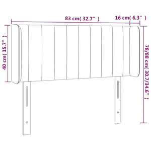 vidaXL Tête de lit avec oreilles Gris foncé 83x16x78/88 cm Velours