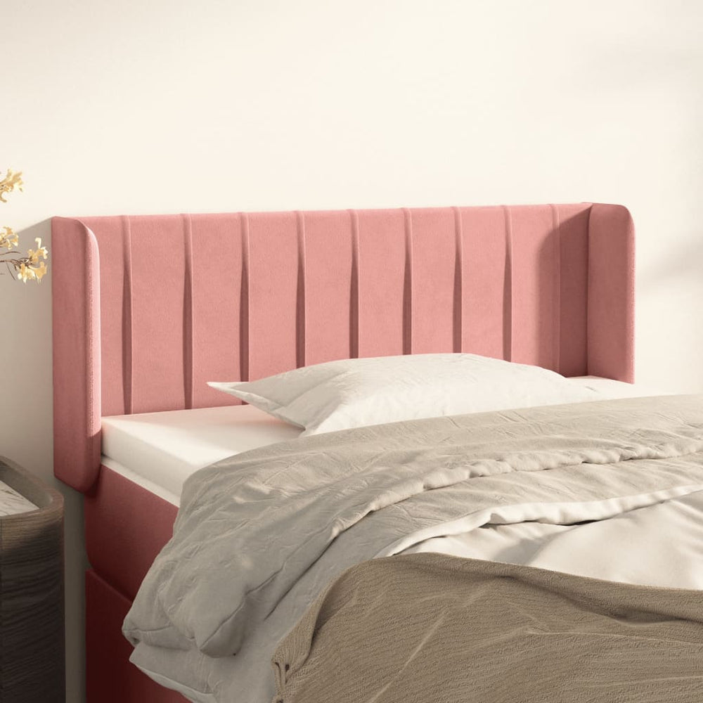 vidaXL Tête de lit avec oreilles rose 83x16x78/88 cm Velours
