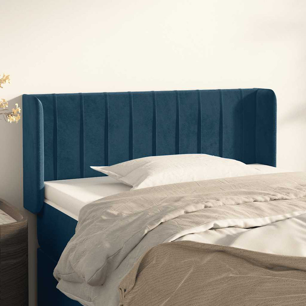 vidaXL Tête de lit à oreilles Bleu foncé 93x16x78/88 cm Velours